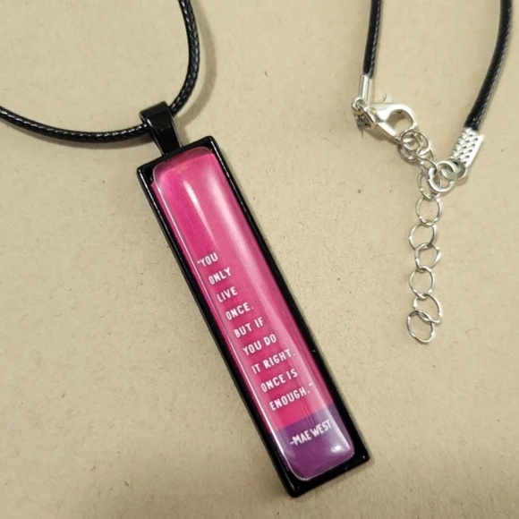 YOU ONLY LIVE ONCE Vertical Pendant Necklace - Picture 5 of 9